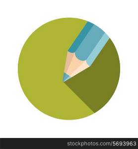 Flat Design Concept Pencil Vector Illustration With Long Shadow. EPS10