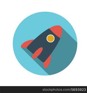 Flat Design Concept Rocket Vector Illustration With Long Shadow. EPS10