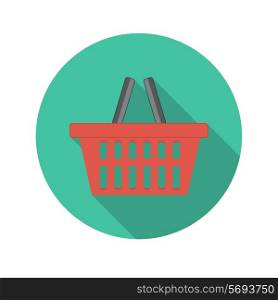 Flat Design Concept Shopping Glossy Vector Illustration With Long Shadow. EPS10