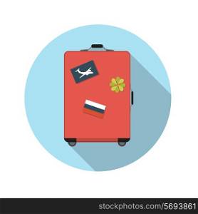 Flat Design Concept Suitcase Vector Illustration With Long Shadow. EPS10