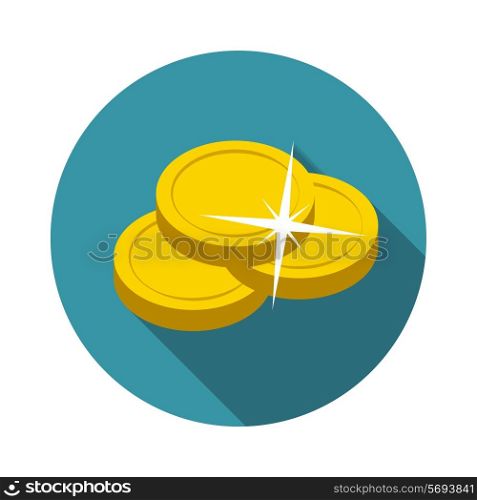 Flat Design Concept Vector Coin Illustration With Long Shadow. EPS10