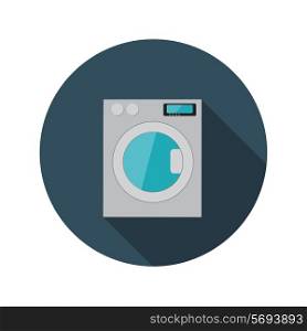 Flat Design Concept Washing Machine Vector Illustration With Long Shadow. EPS10