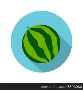 Flat Design Concept Watermelon Vector Illustration With Long Shadow. EPS10