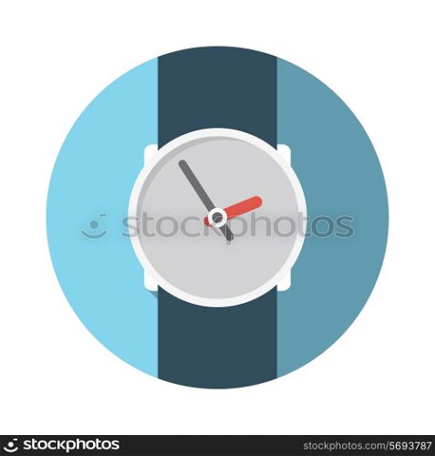 Flat Design Concept Wristwatch Vector Illustration With Long Shadow. EPS10
