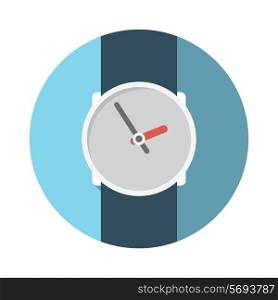 Flat Design Concept Wristwatch Vector Illustration With Long Shadow. EPS10