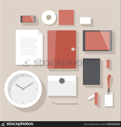 Flat design corporate identity mock-up template. Vector eps10 with transparency.