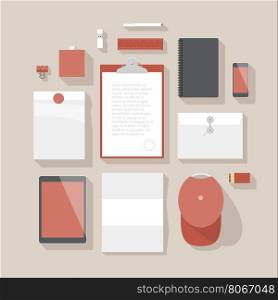 Flat design corporate identity mock-up template. Vector eps10 with transparency.