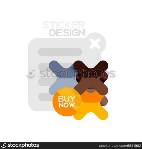 Flat design cross shape geometric sticker icon, paper style design with buy now sample text, for business or web presentation, app or interface buttons. Flat design cross shape geometric sticker icon, paper style design with buy now sample text, for business or web presentation, app or interface buttons, internet website store banners and labels