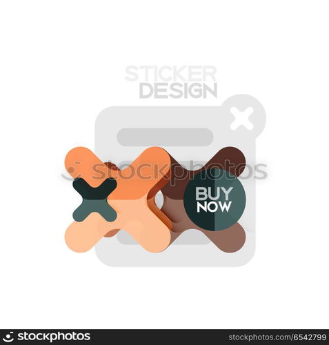 Flat design cross shape geometric sticker icon, paper style design with buy now sample text, for business or web presentation, app or interface buttons. Flat design cross shape geometric sticker icon, paper style design with buy now sample text, for business or web presentation, app or interface buttons, internet website store banners and labels