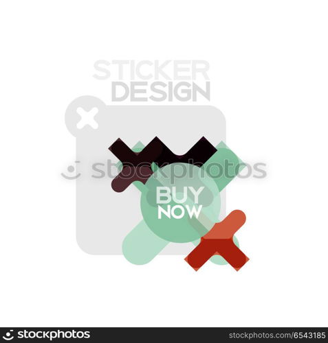 Flat design cross shape geometric sticker icon, paper style design with buy now sample text, for business or web presentation, app or interface buttons. Flat design cross shape geometric sticker icon, paper style design with buy now sample text, for business or web presentation, app or interface buttons, internet website store banners and labels