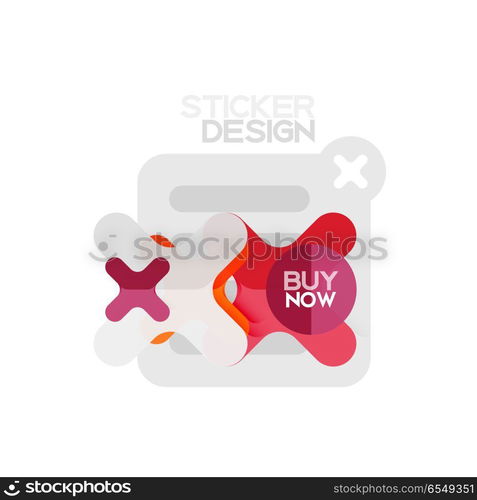 Flat design cross shape geometric sticker icon, paper style design with buy now sample text, for business or web presentation, app or interface buttons. Flat design cross shape geometric sticker icon, paper style design with buy now sample text, for business or web presentation, app or interface buttons, internet website store banners and labels