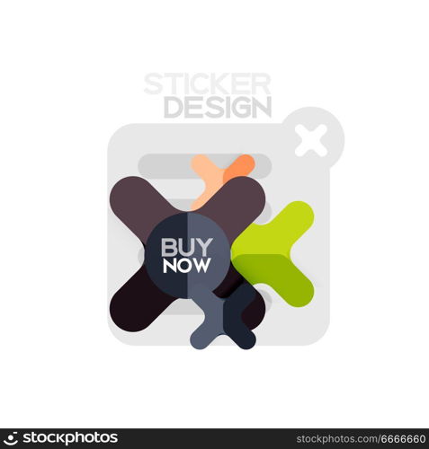 Flat design cross shape geometric sticker icon, paper style design with buy now sample text, for business or web presentation, app or interface buttons. Flat design cross shape geometric sticker icon, paper style design with buy now sample text, for business or web presentation, app or interface buttons, internet website store banners and labels