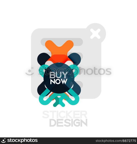 Flat design cross shape geometric sticker icon, paper style design with buy now sample text, for business or web presentation, app or interface buttons. Flat design cross shape geometric sticker icon, paper style design with buy now sample text, for business or web presentation, app or interface buttons, internet website store banners and labels