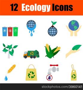 Flat design ecology icon set in ui colors. Vector illustration.