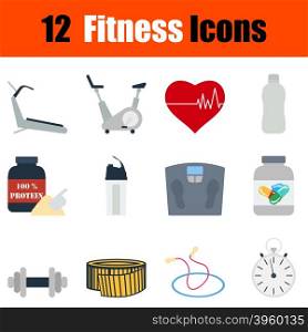 Flat design fitness icon set in ui colors. Vector illustration.