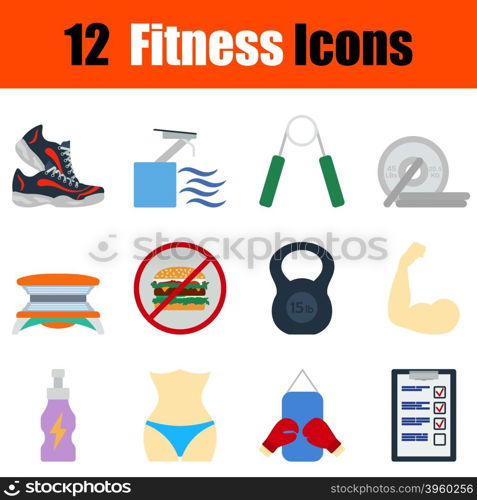 Flat design fitness icon set in ui colors. Vector illustration.