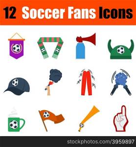 Flat design football fans icon set in ui colors. Vector illustration.