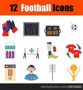 Flat design football icon set in ui colors. Vector illustration.