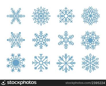 Flat design holiday snowflakes isolate on blue background. Vector illustration eps 10. Flat design holiday snowflakes isolate on blue background. Vector illustration.