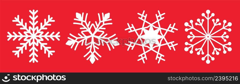 Flat design holiday snowflakes isolate on red background. Vector illustration eps 10. Flat design holiday snowflakes isolate on red background. Vector illustration.