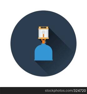Flat design icon of camping gas burner lamp in ui colors. Vector illustration.