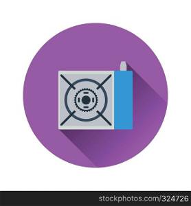 Flat design icon of camping gas burner stove in ui colors. Vector illustration.