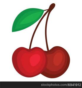 Flat design icon of Cherry in ui colors. Vector illustration.