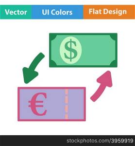 Flat design icon of currency dollar and euro exchange in ui colors. Vector illustration.