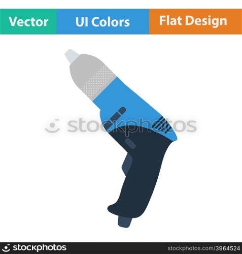 Flat design icon of electric drill in ui colors. Vector illustration.. Flat design icon of electric drill