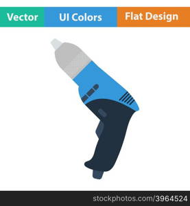 Flat design icon of electric drill in ui colors. Vector illustration.. Flat design icon of electric drill