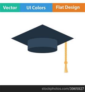 Flat design icon of Graduation cap in ui colors. Vector illustration.