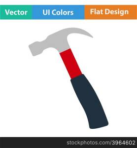 Flat design icon of hammer. Flat design icon of hammer in ui colors. Vector illustration.