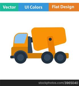 Flat design icon of in ui colors. Vector illustration.. Flat design icon of Concrete mixer truck