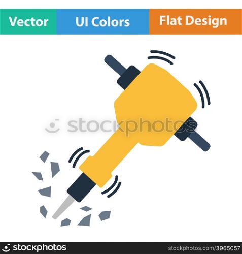 Flat design icon of in ui colors. Vector illustration.. Flat design icon of Construction jackhammer