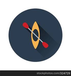 Flat design icon of kayak and paddle in ui colors. Vector illustration.