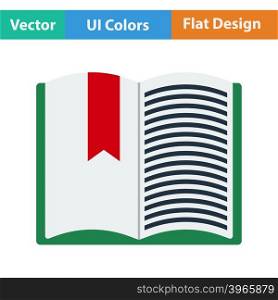Flat design icon of Open book with bookmark in ui colors. Vector illustration.