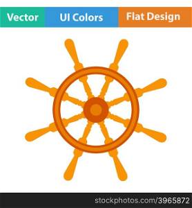 Flat design icon of steering wheel. Flat design icon of steering wheel in ui colors. Vector illustration.