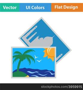 Flat design icon of two travel photograph in ui colors. Vector illustration.