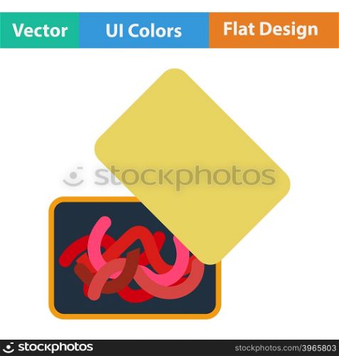 Flat design icon of worm container. Flat design icon of worm container in ui colors. Vector illustration.