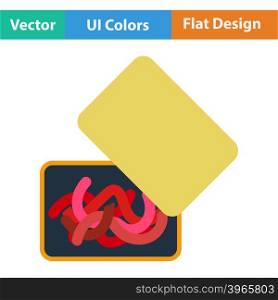 Flat design icon of worm container. Flat design icon of worm container in ui colors. Vector illustration.