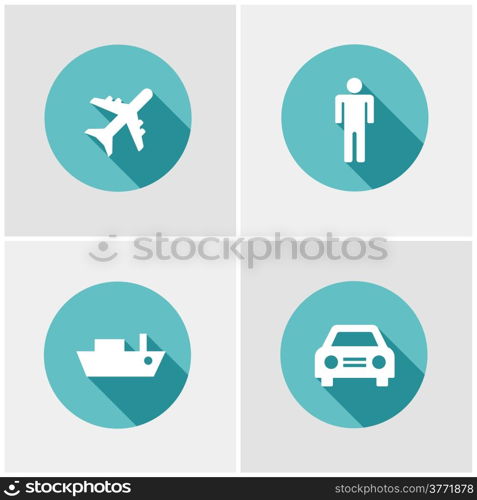 Flat design icon set. Transportation theme