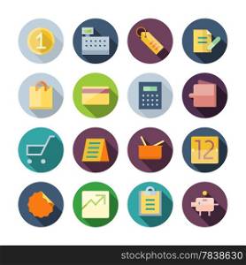 Flat Design Icons For Business and Retail. Vector illustration eps10, transparent shadows.