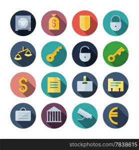Flat Design Icons For Business, Banking and Security. Vector illustration eps10, transparent shadows.