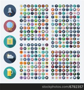 Flat design icons for business, technology, industrial, user interface, food and drinks. Vector illustration.