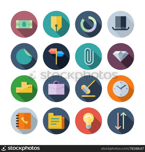 Flat Design Icons For Business. Vector illustration eps10, transparent shadows.