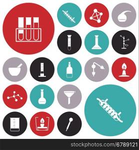 Flat design icons for chemistry lab. Vector illustration.