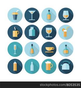 Flat design icons for drinks. Vector eps10 with transparency.