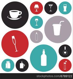 Flat design icons for drinks. Vector illustration.