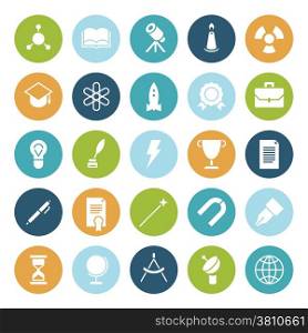 Flat design icons for education and science. Vector illustration.