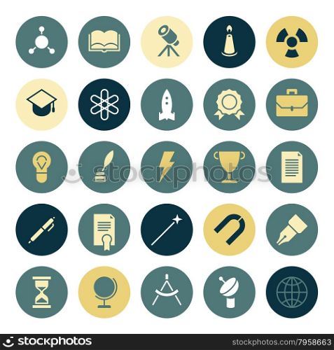 Flat design icons for education and science. Vector illustration.
